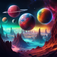 8 fantasy colorful planets in one frame picture 