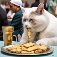 un gato comiendo 100000 de dolares